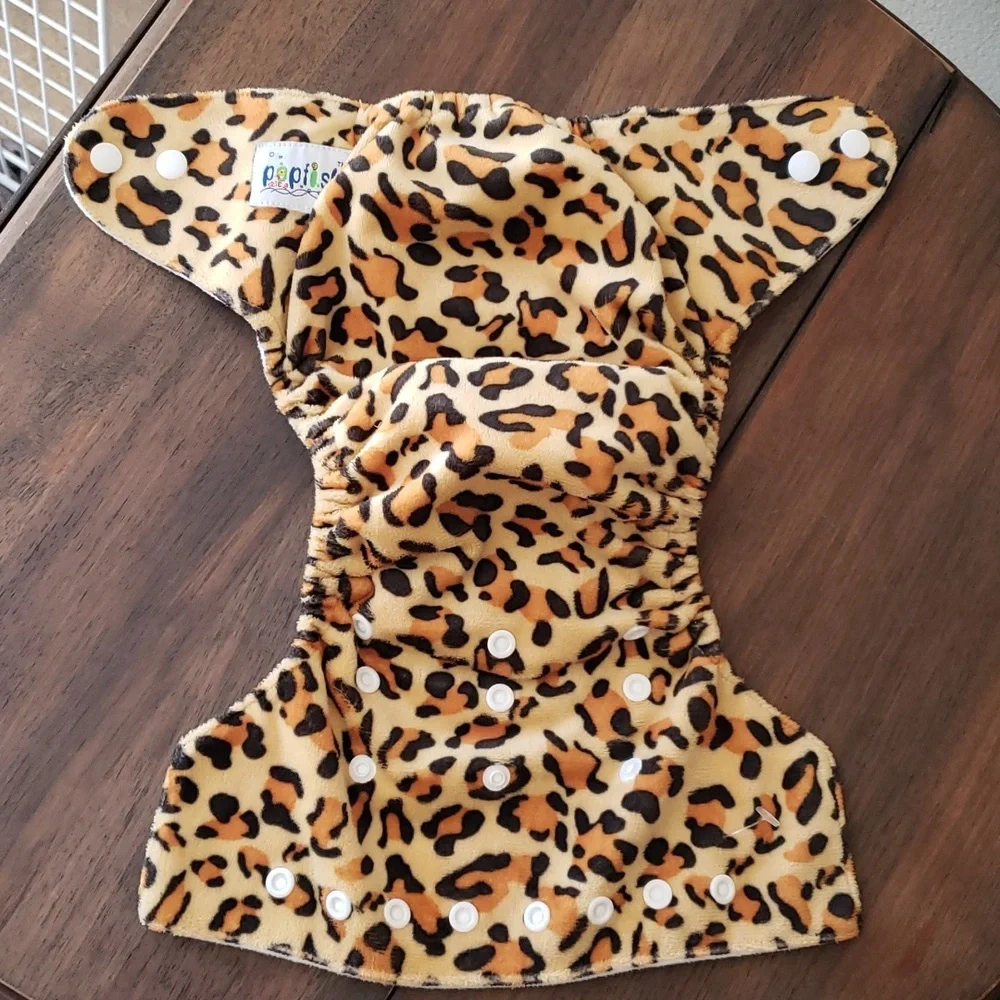 Popfish Adjustable Leopard Print Pocket Cloth Diaper Cover Insert